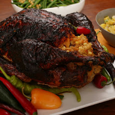 Mole-Roasted Turkey with Masa Stuffing and Chile Gravy