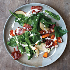 Wilted Greens Salad with Squash, Apples, and Country Ham