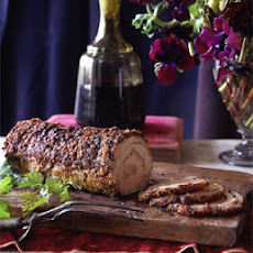 Mortadella-Stuffed Pork Loin with Rosemary Roasted Potatoes