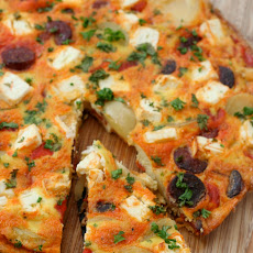 Chorizo, Red Pepper and Feta Frittata