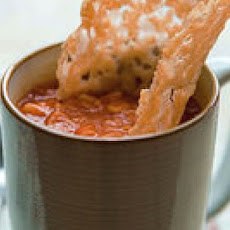 Tomato Alphabet Soup with Parmesan Crisps