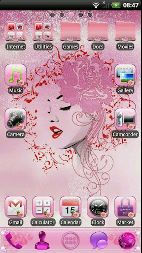 PINK ROSES GO Launcher Theme