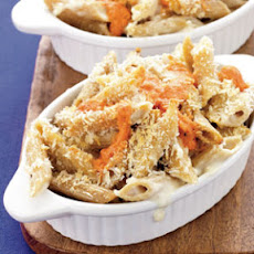 Baked Two-Cheese Penne with Roasted Red Pepper Sauce