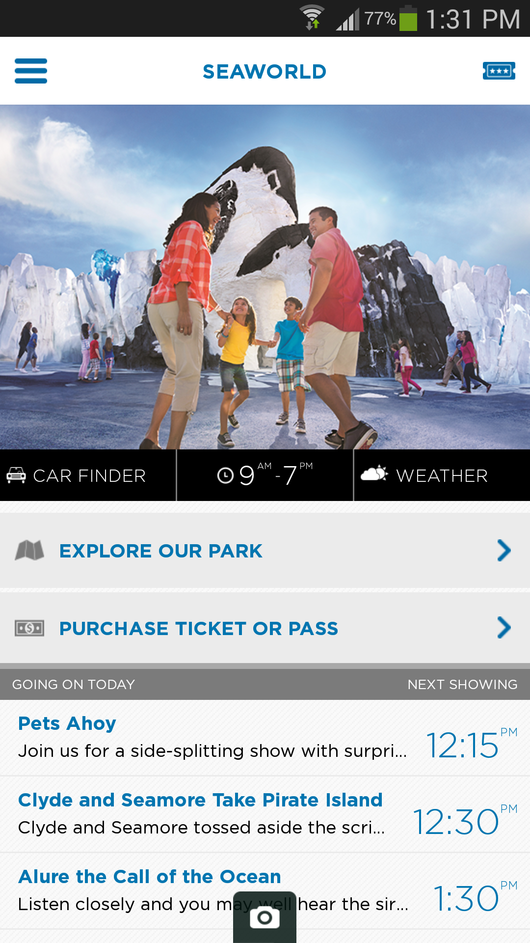 Android application SeaWorld Discovery Guide screenshort