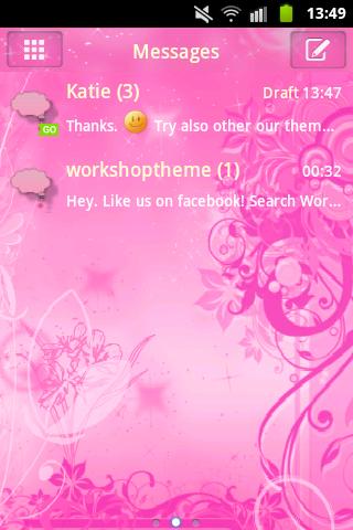 GO SMS Pro Theme Pink Flowers