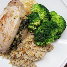 Spinach and Goat Cheese Stuffed Pork Chops
