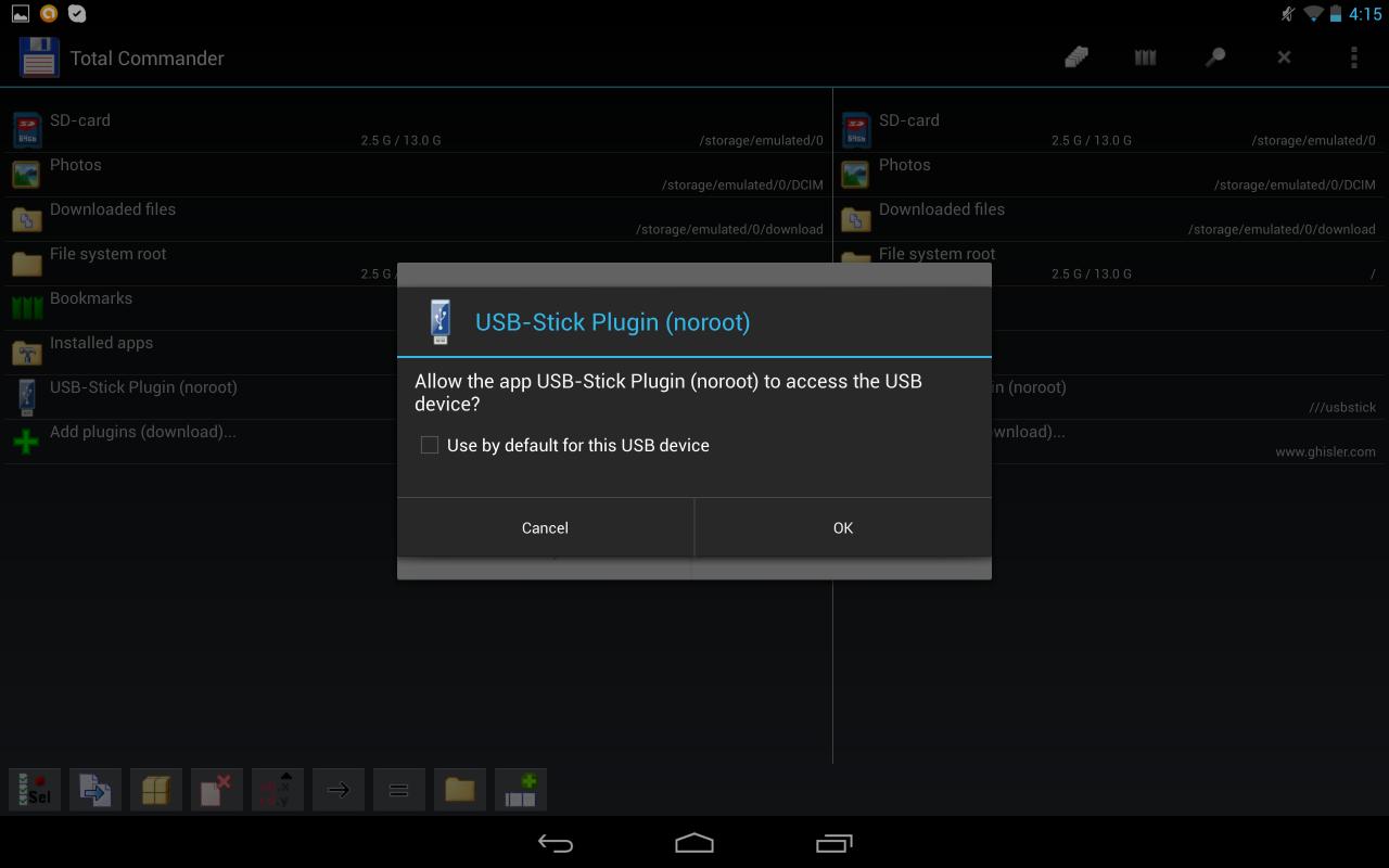 Android application USB Stick Plugin-TC screenshort