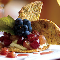 Pistachio Crisps with Mascarpone Cheese and Grape Compote