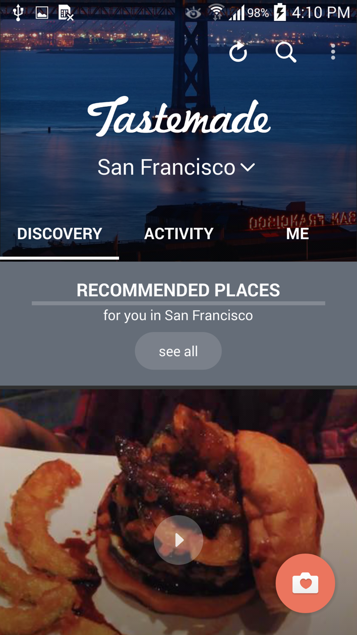 Android application Tastemade - Video City Guide screenshort