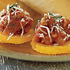 Polenta Hors D'oeuvres With Sausage & Basil