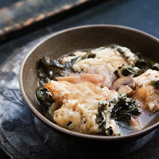Bread Soup (Panade) with Onions, Chard, and Mushrooms