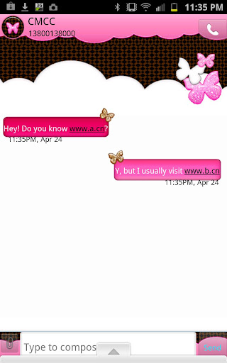 GO SMS - Glitter Butterfly Sky