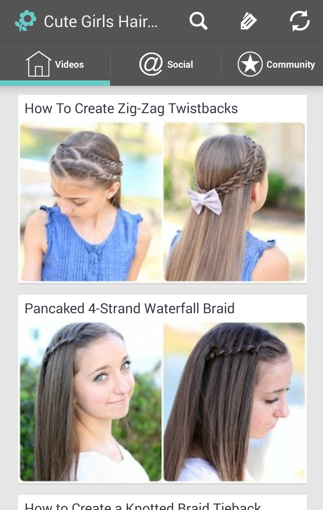 Android application Cute Girls Hairstyles screenshort