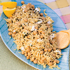 Orzo with Garbanzo Beans, Goat Cheese, and Oregano