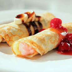 Swedish Pancakes with Cherry Cream Cheese and Chocolate-Banana Fillings