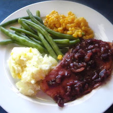 Super-Easy Fried Ham Steak With Cranberry  Mustard Sauce