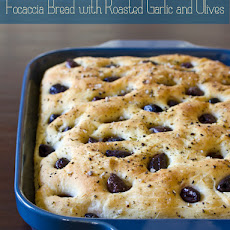 Focaccia Bread with Roasted Garlic and Olives