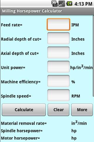 Milling Horsepower Calculator