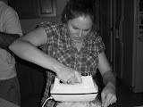 Katie getting angry because the potatoes weren't smashing well.