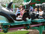 Chantel waving hi while Jay behaves and holds on tight.