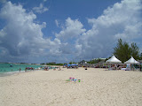 Food vendors, boxing ring, time share vendors strung all along the beach.