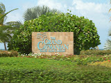 The welcome sign for the resort.