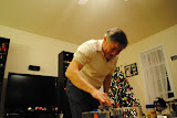 Dad pulling the card out.