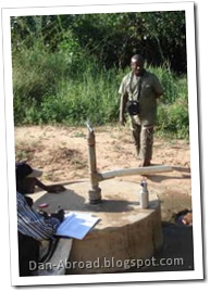 Foster showing a "Mark V" pump installed on a shallow well by the Marion Medical Mission, one of the active NGOs in the area