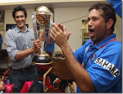 Anil Kumble, who was part of four unsuccessful World Cup campaigns, is given a chance to hold the trophy