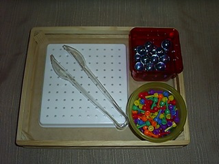 peg board and marbles set up