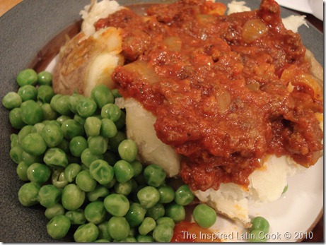 Sloppy Joes with Baked Potato and Peas