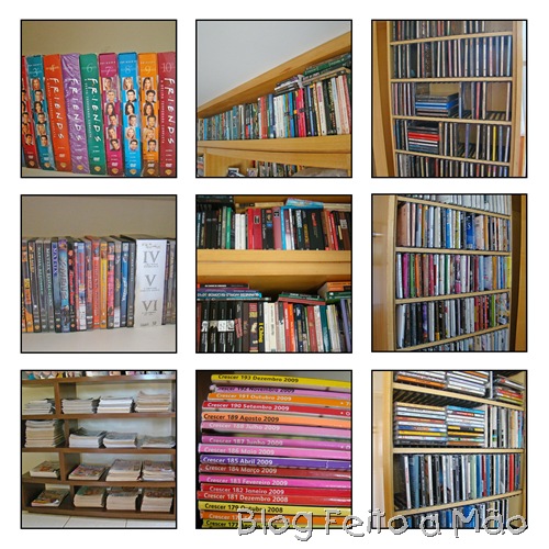 organização-livros, revistas, CDs e DVDs