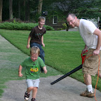 Clearing off the clippings... and children.