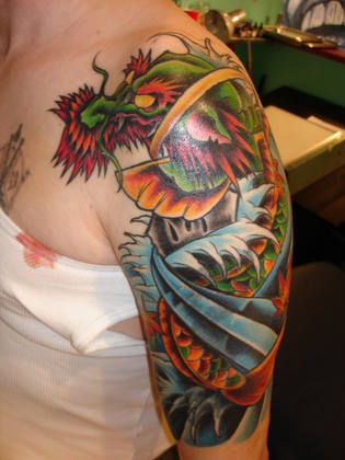 dragon tattoo color. japanese dragon tattoo sleeve.