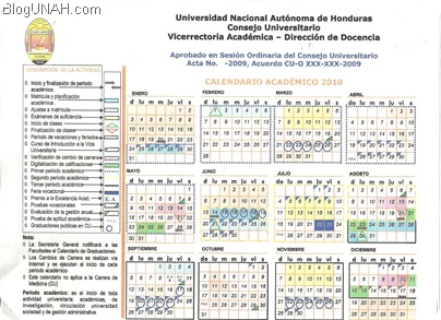 calendario unah año 2010