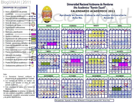 Calendario UNAH 2011 Calendario UNAH 2011