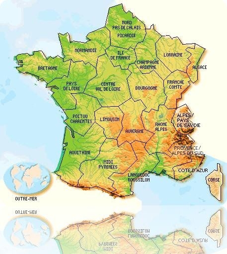 Carte des régions en France Carte des régions en France