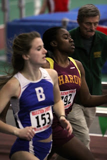 Camille Henry going head to head with Bromfield's Mimi Narbonne in the MSTCA Elite 300m!