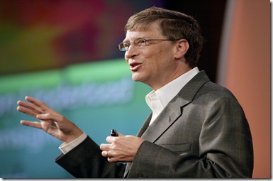 Microsoft Chairman and Chief Software Architect Bill Gates speaks to business leaders at the ninth annual Microsoft CEO Summit on the Redmond, WA. campus, May 19, 2005. More than 100 CEO's from the top Global 1000 companies gathered for the summit for two days of discussion, debate and intereactive seesions about the theme "Pathways to Growth-The New World of Work." Photo by Robert Sorbo/Microsoft/HO