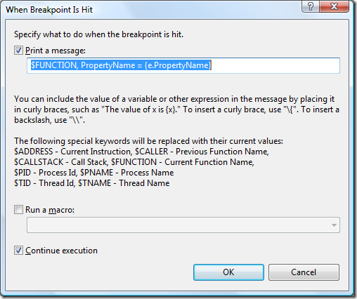 When Breakpoint is Hit Dialog
