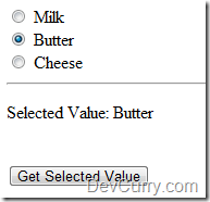 DevCurry: Get Selected Value of Radio Button using a Single line of jQuery  code