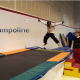 Long trampoline for tumbling