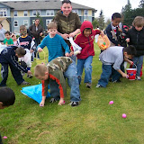 The egg hunt lasted all of thirty seconds because there was more than 200 children