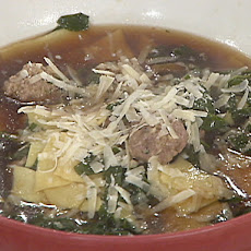 Pasta and Swiss Chard in Broth with Meatballs
