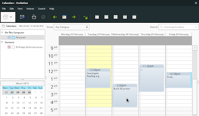 evolution express calendar screenshot linux
