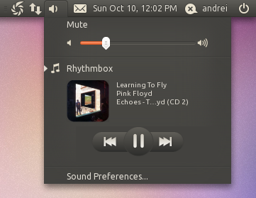 Ubuntu 10.10 screenshots sound menu