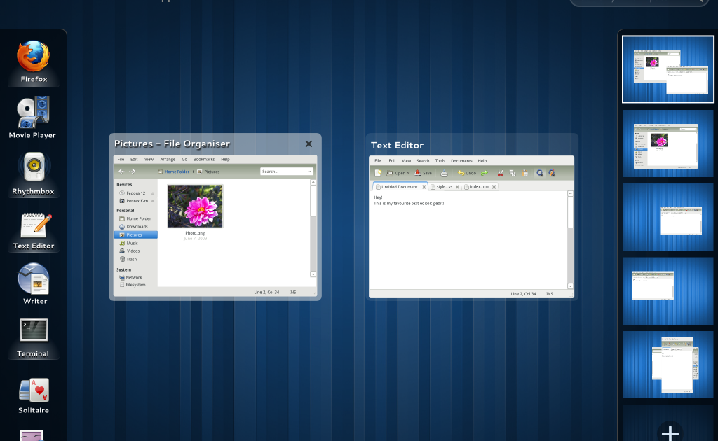 Gnome Shell Automatic Workspaces Mockup (Tiled View Follow-Up) ~ Web