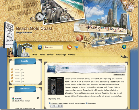 Beach Gold Coast Blogger Template