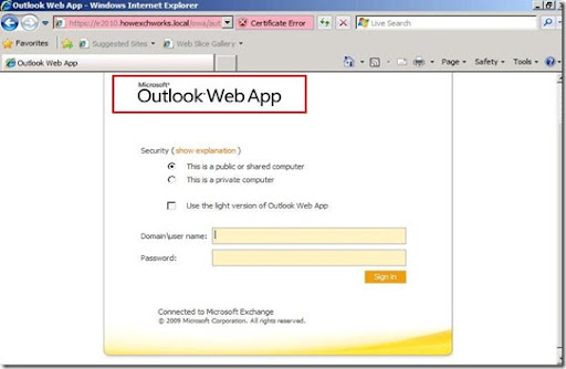 Exchange 2010 Outlook Web Access Auto Login