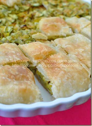 tortino di sfoglia zucchini e porri